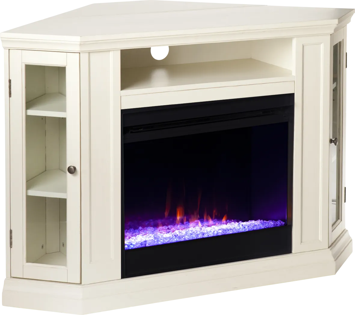 Elmwaki Ivory 48 in. Console with Electric Fireplace - Image 9