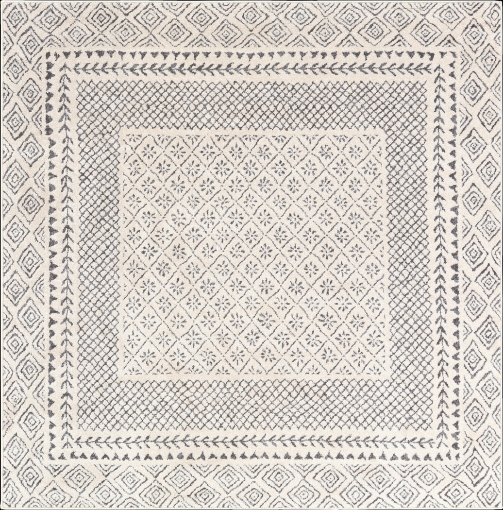 Elnaria Charcoal 5'3 Square Rug - Thumbnail - Image 1