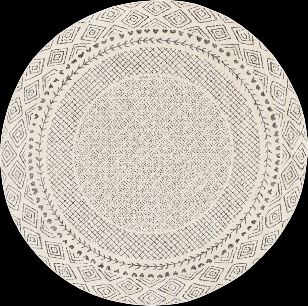 Elnaria Charcoal 6'7 Round Rug - Thumbnail - Image 1