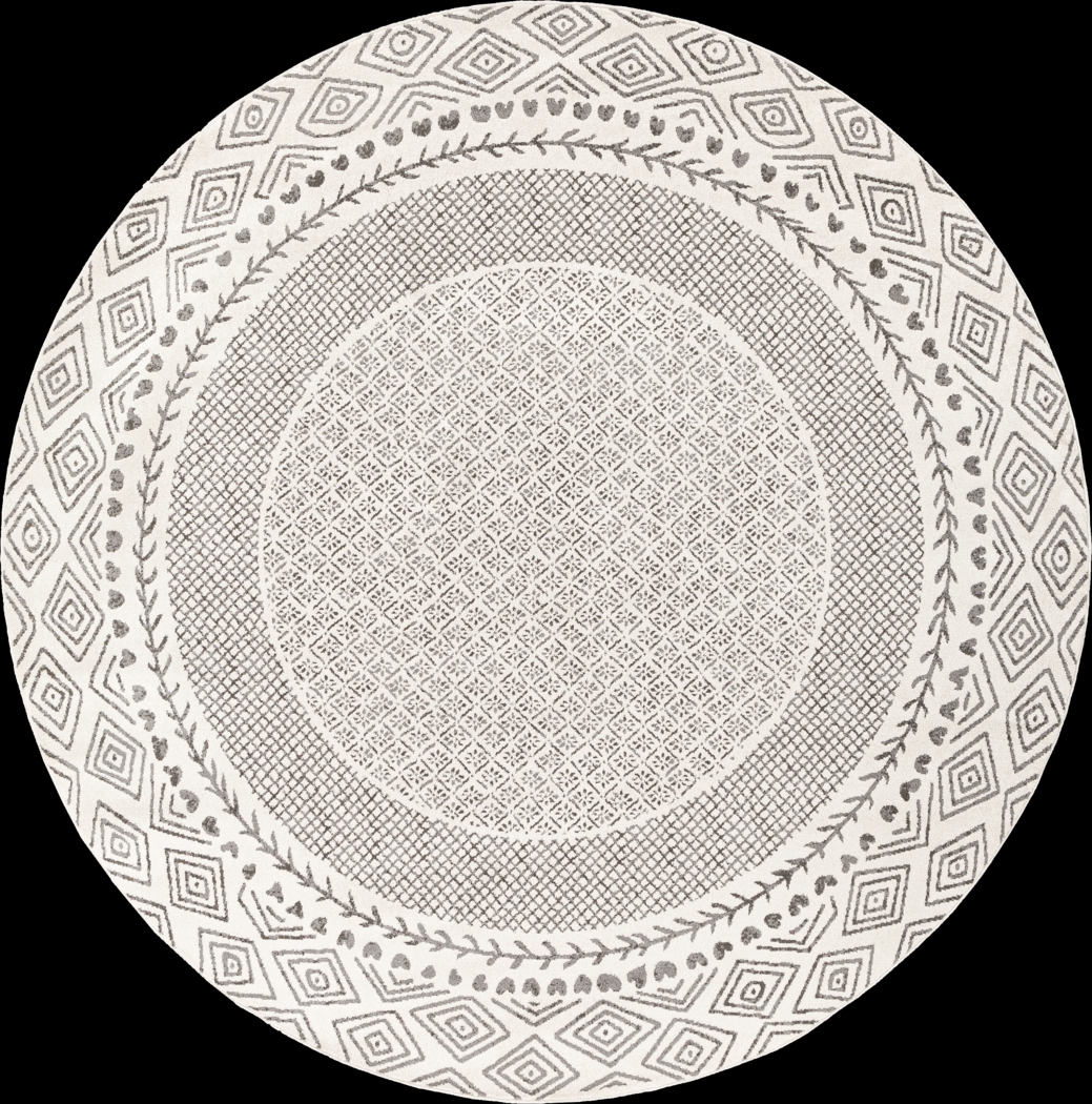 Elnaria Charcoal 7'10 Round Rug - Thumbnail - Image 1