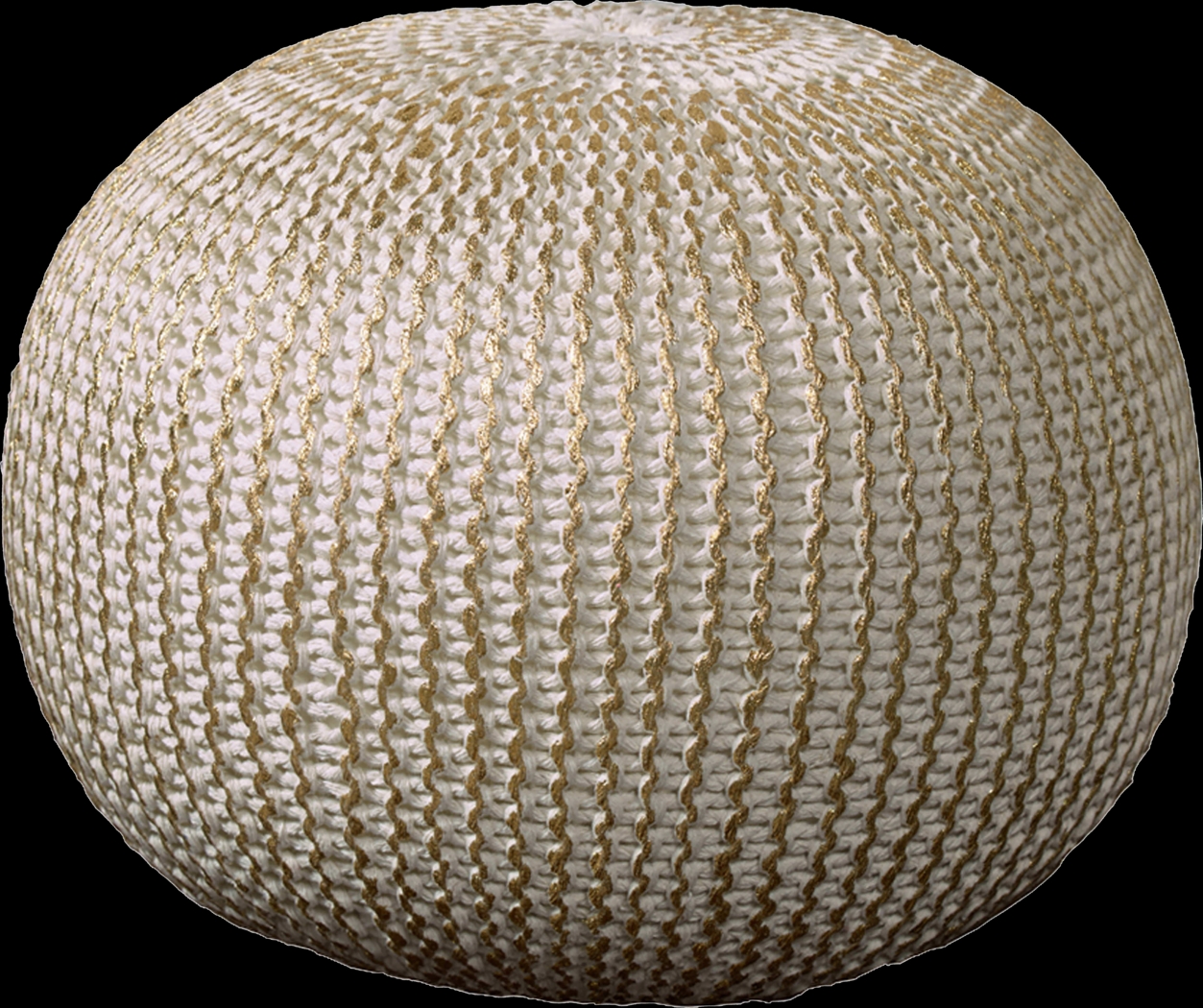 Elodret Ivory/Gold Pouf - Thumbnail - Image 1