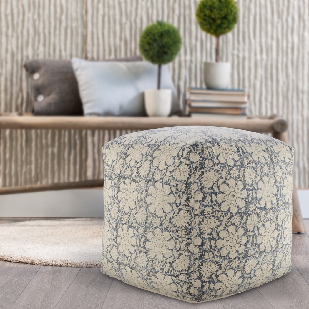 Elrael Blue/Cream Pouf - Thumbnail - Image 2