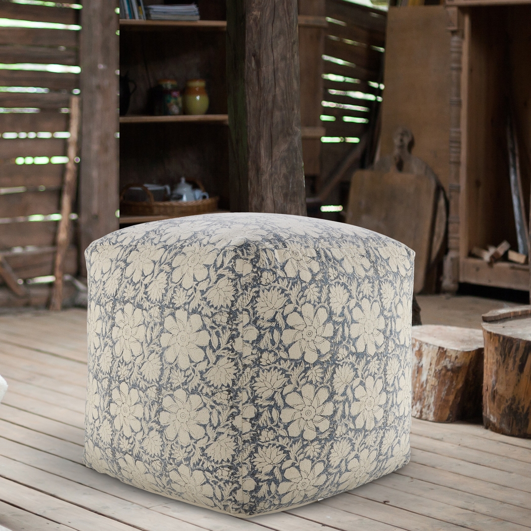 Elrael Blue/Cream Pouf - Thumbnail - Image 5