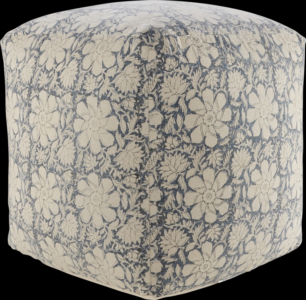 Elrael Blue/Cream Pouf - Thumbnail - Image 1