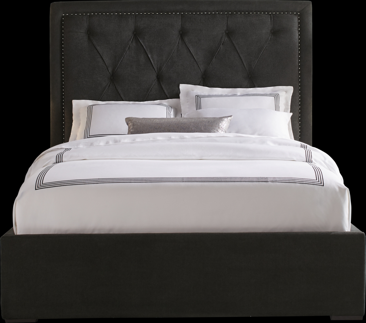 Elridge Black 3 Pc Queen Upholstered Bed - Thumbnail - Image 1