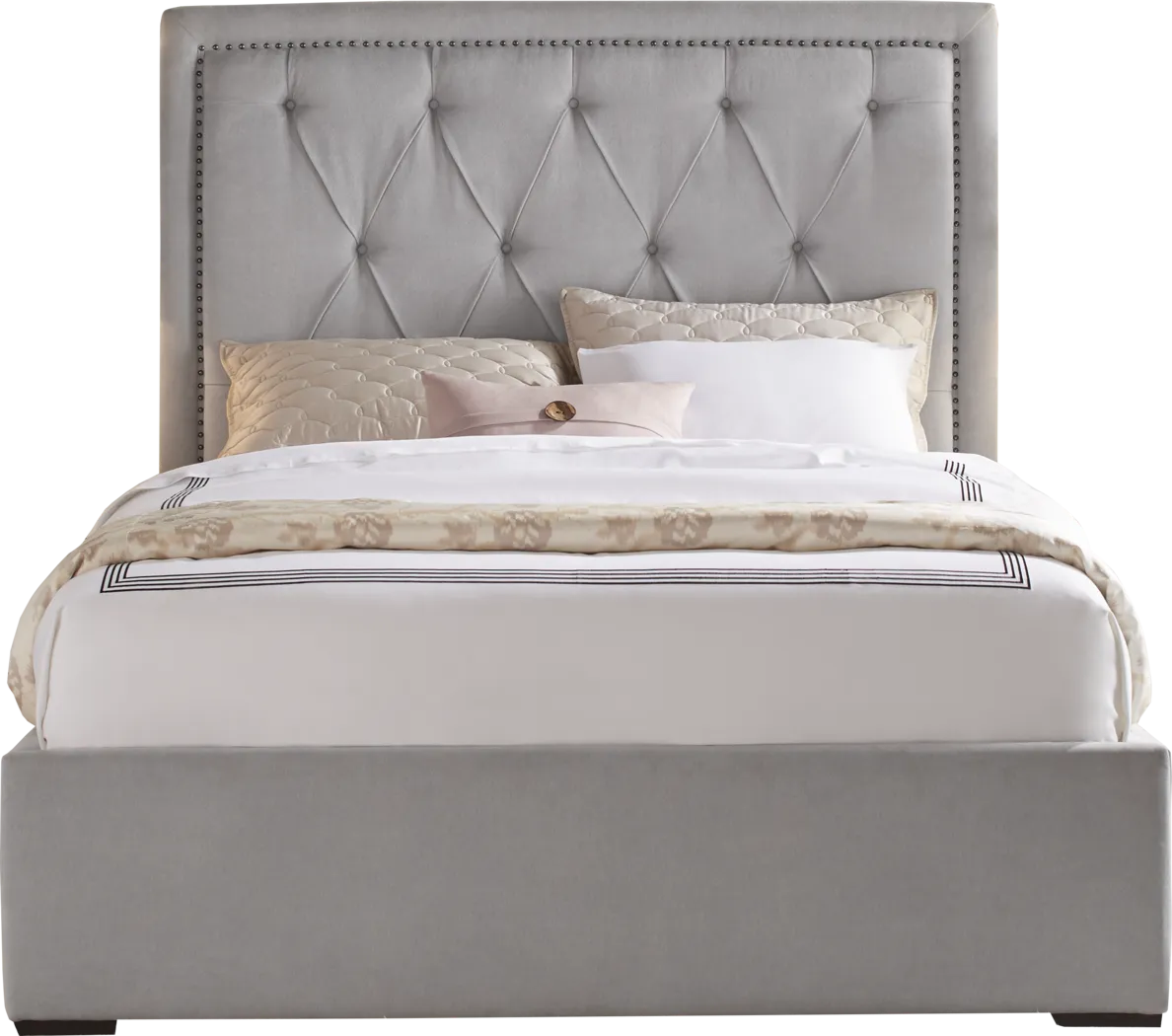 Elridge Dove Gray 3 Pc Queen Upholstered Bed - Thumbnail - Image 1