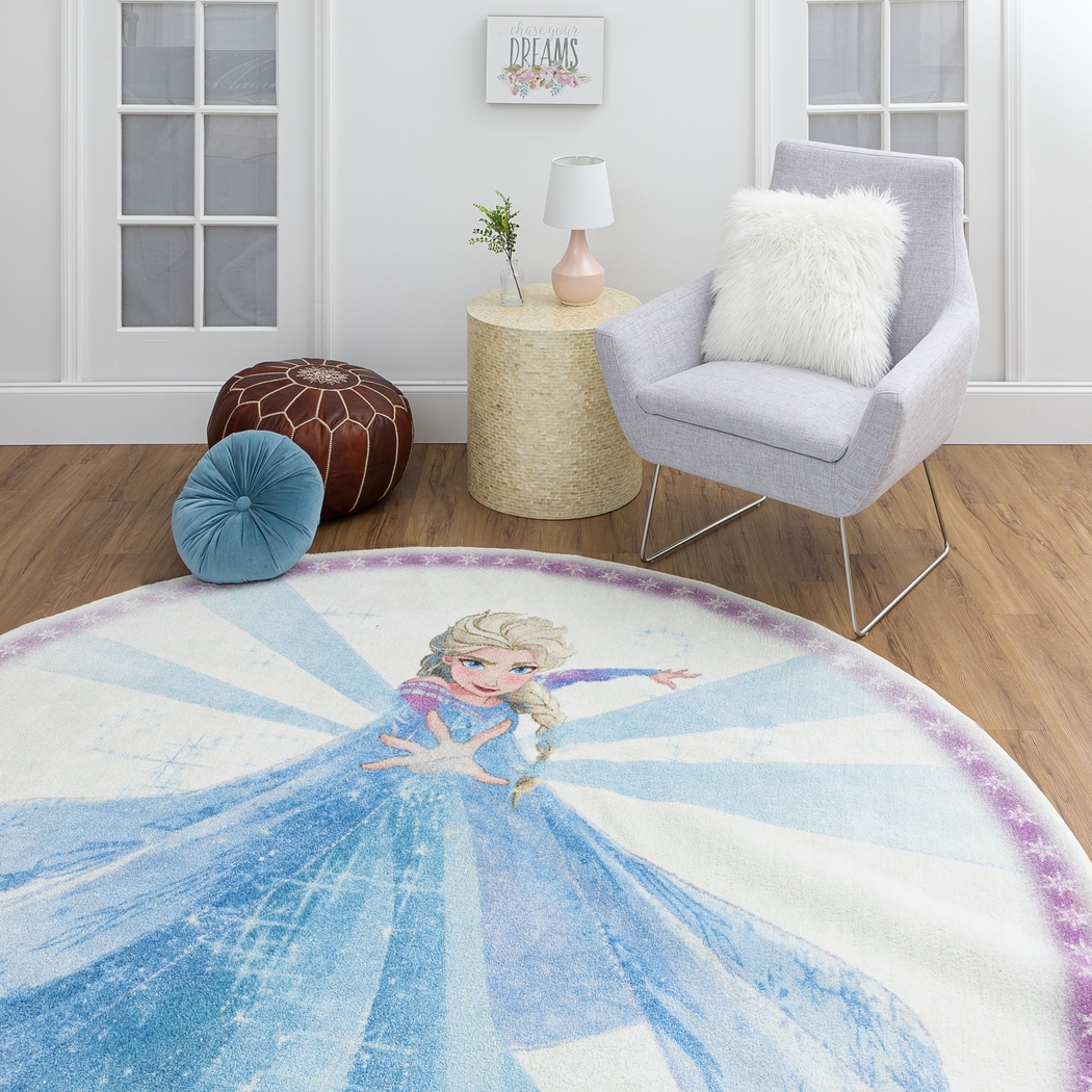 Kids Disney Elsa Spell Blue 8' Round Rug - Thumbnail - Image 3