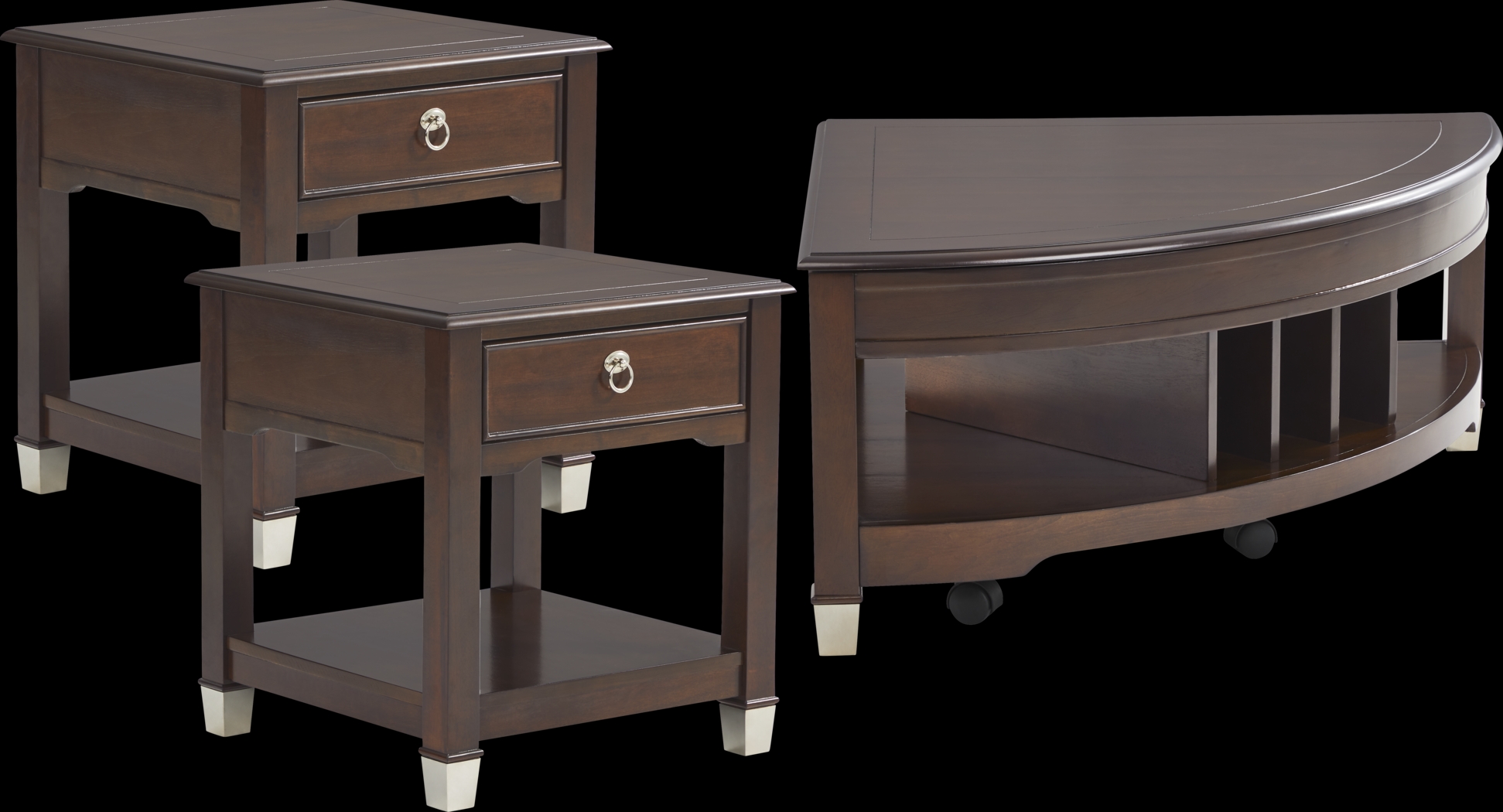 Elshan Walnut 3 Pc Occasional Table Set - Thumbnail - Image 1