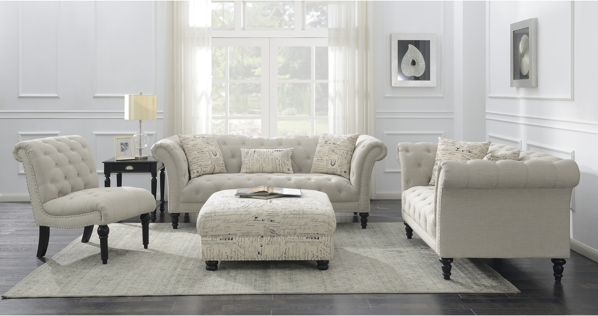 Elstree Beige Accent Chair - Thumbnail - Image 3