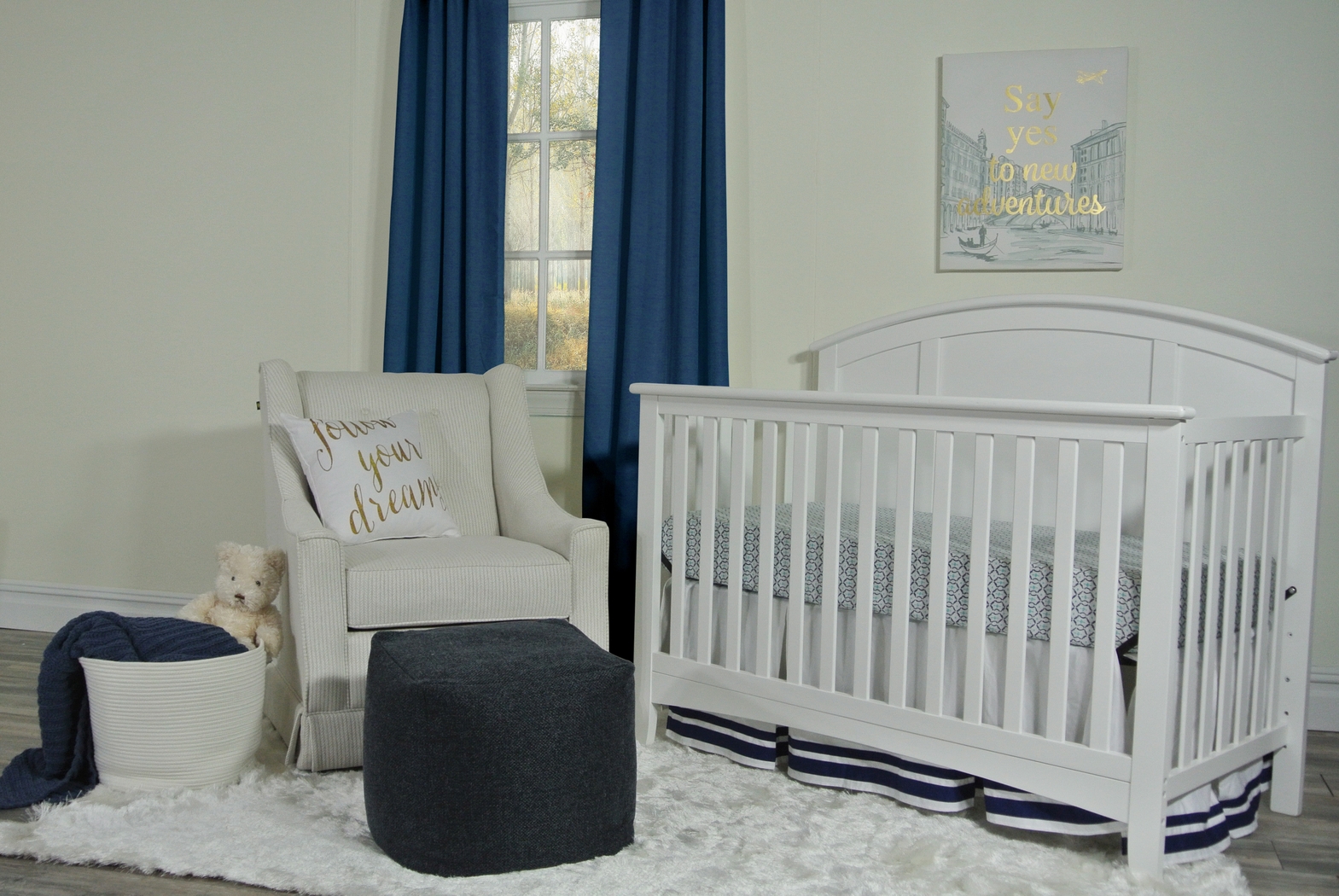 Elva Navy Round Pouf - Thumbnail - Image 2