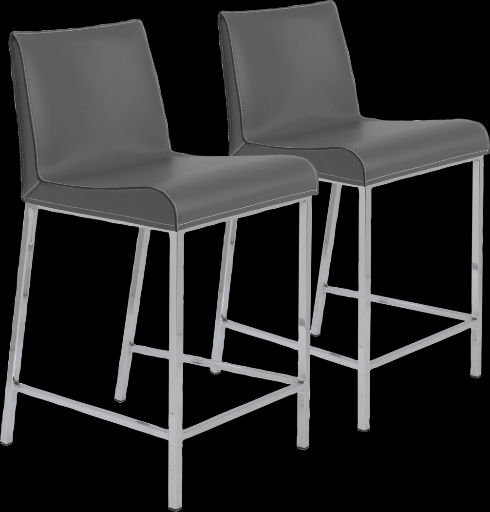 Embdy Gray Counter Stool, Set of 2 - Thumbnail - Image 1