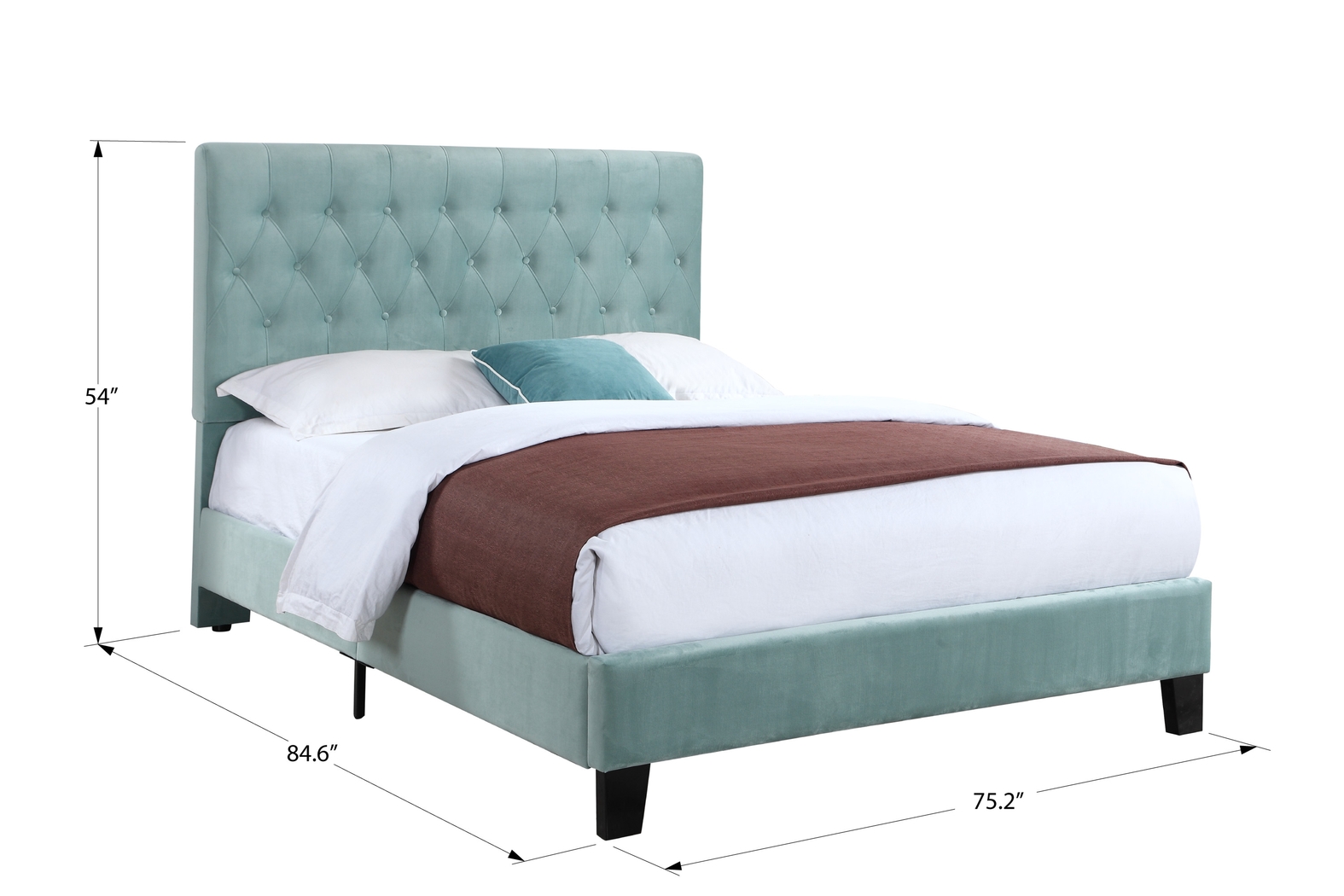 Emeline Light Blue Queen Upholstered Bed - Thumbnail - Image 7