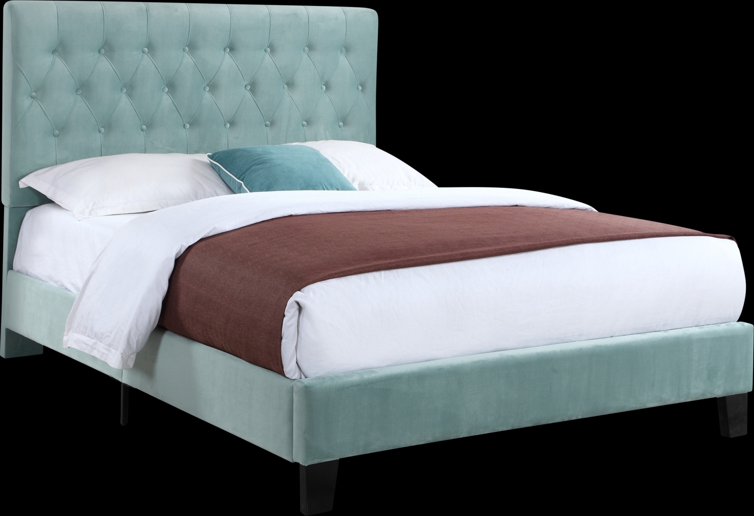 Emeline Light Blue Twin Upholstered Bed - Thumbnail - Image 1