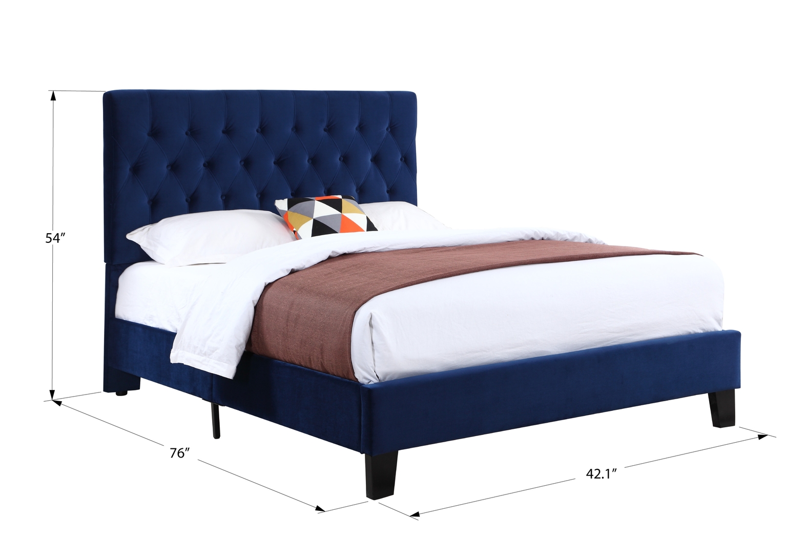 Emeline Navy Blue Queen Upholstered Bed - Thumbnail - Image 7