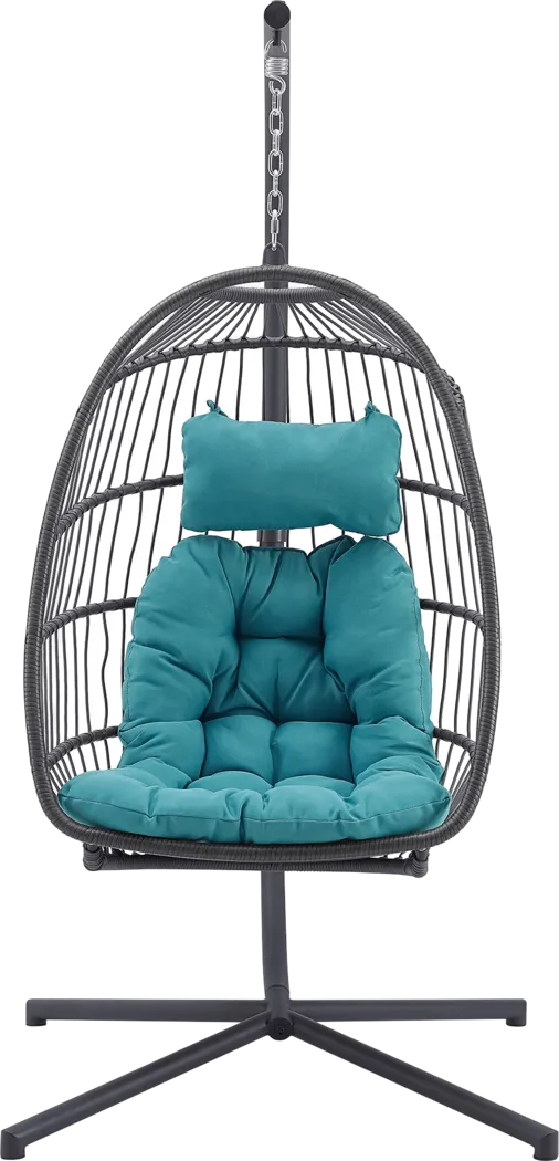 Emerywood Teal Outdoor Swinging Accent Chair - Thumbnail - Image 2