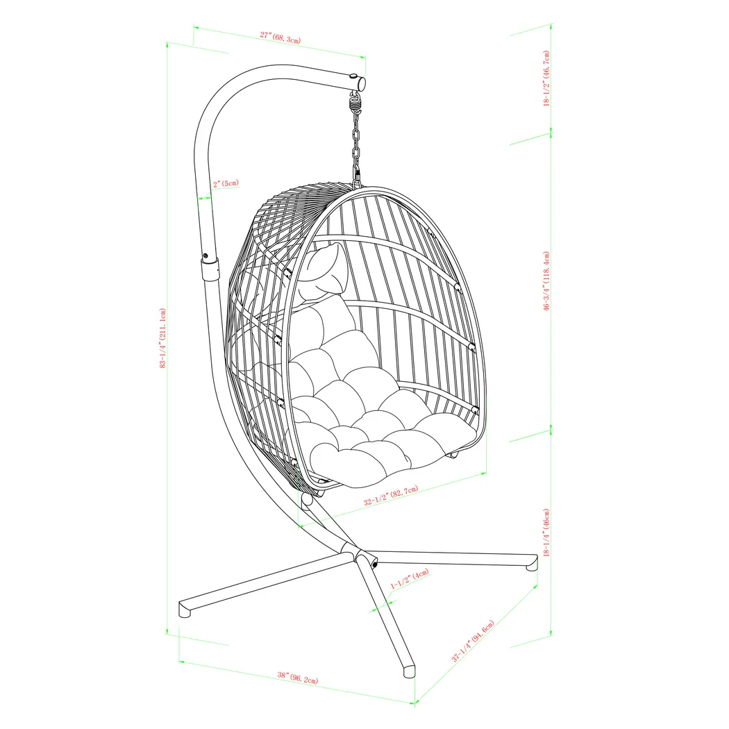 Emerywood Teal Outdoor Swinging Accent Chair - Thumbnail - Image 6
