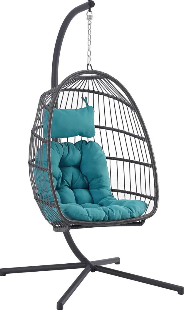 Emerywood Teal Outdoor Swinging Accent Chair - Thumbnail - Image 1