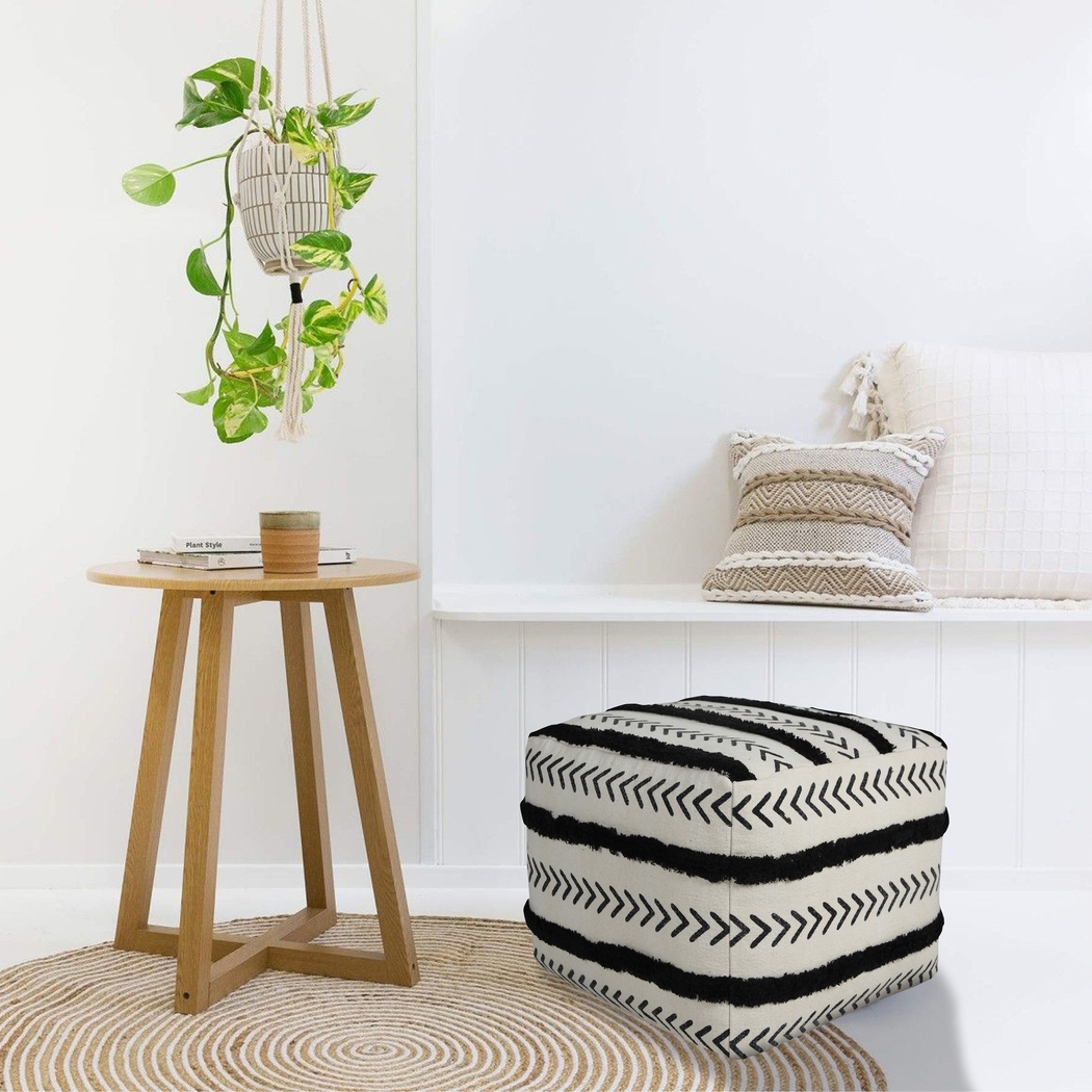 Emgen Black/White Pouf - Thumbnail - Image 2