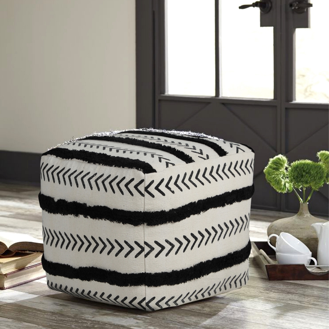 Emgen Black/White Pouf - Thumbnail - Image 3
