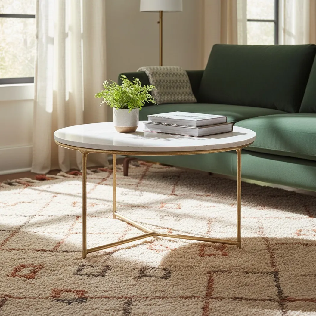 Emiliye White Round Coffee Table - Thumbnail - Image 2