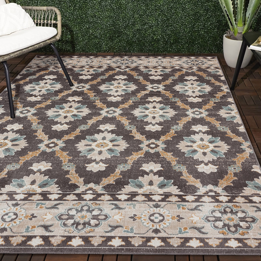 Emlodge Brown/Multi 5'3 x 7'10 Indoor/Outdoor Rug - Thumbnail - Image 2