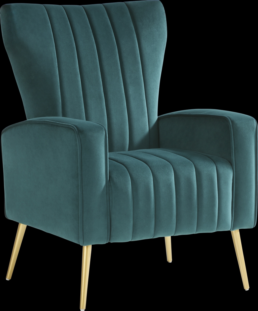 Emmanuel Teal Accent Chair - Thumbnail - Image 1
