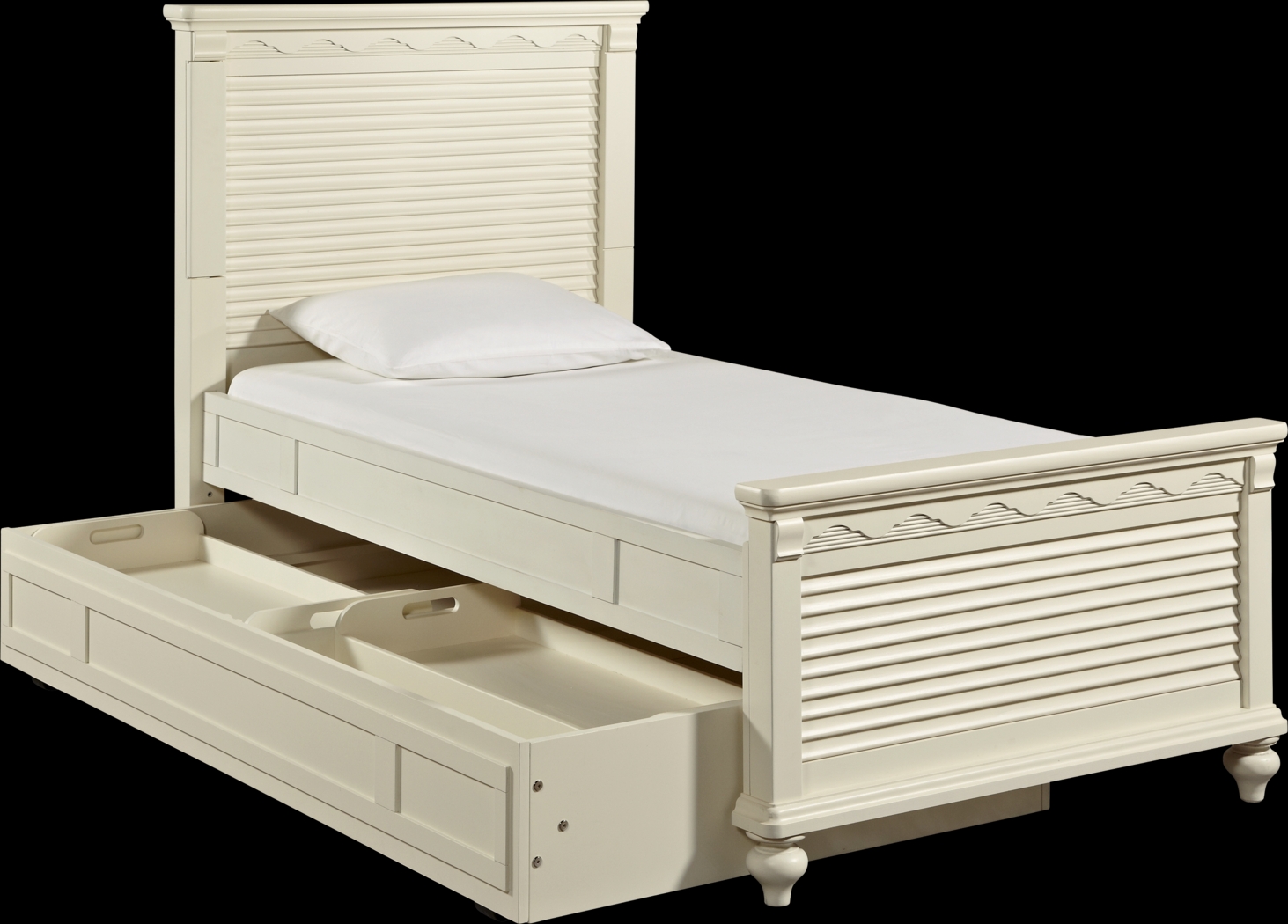 Emma's Escape White Wash 4 Pc Twin Panel Bed w/Trundle - Thumbnail - Image 1