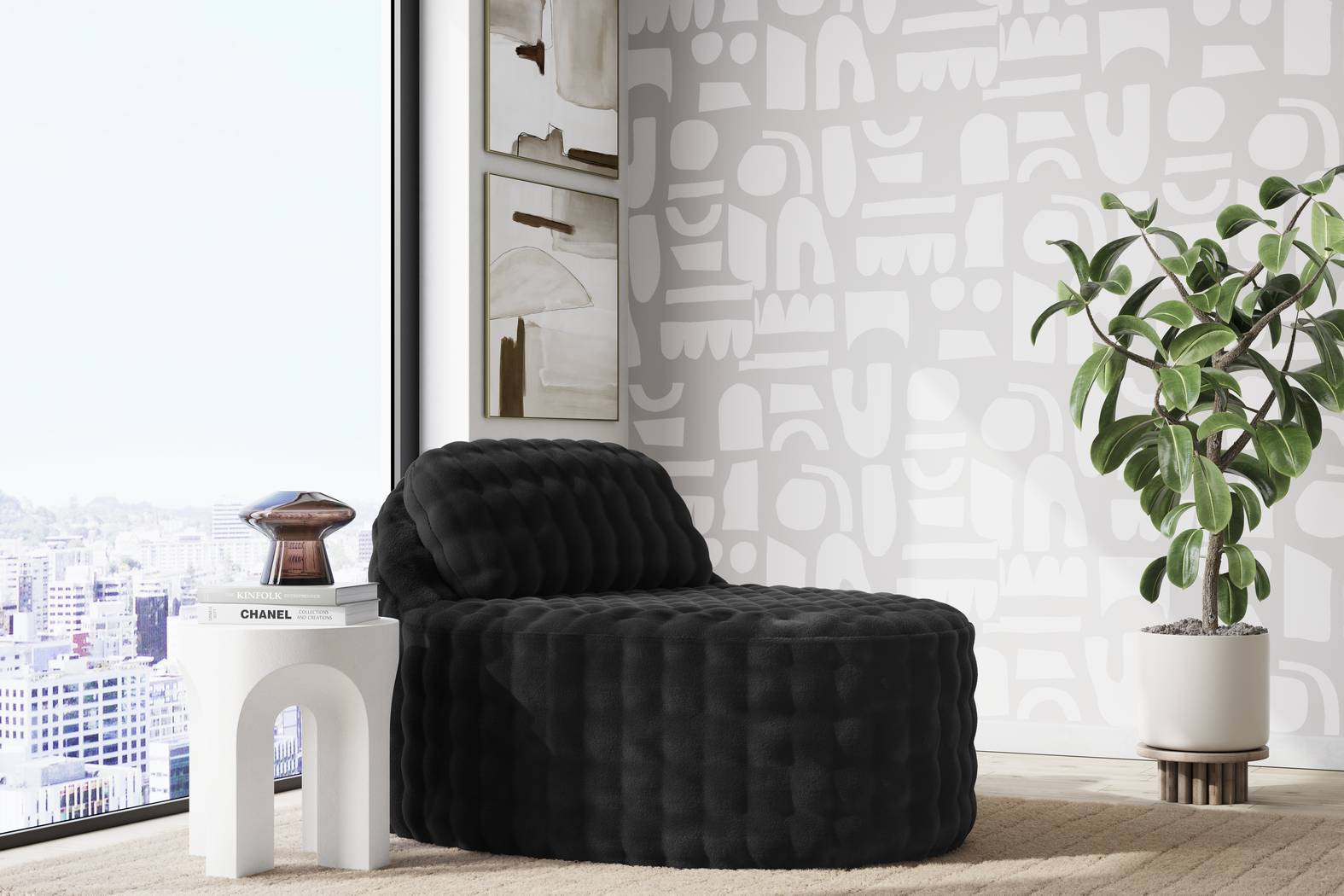 Emmeline Black Accent Chaise - Thumbnail - Image 3