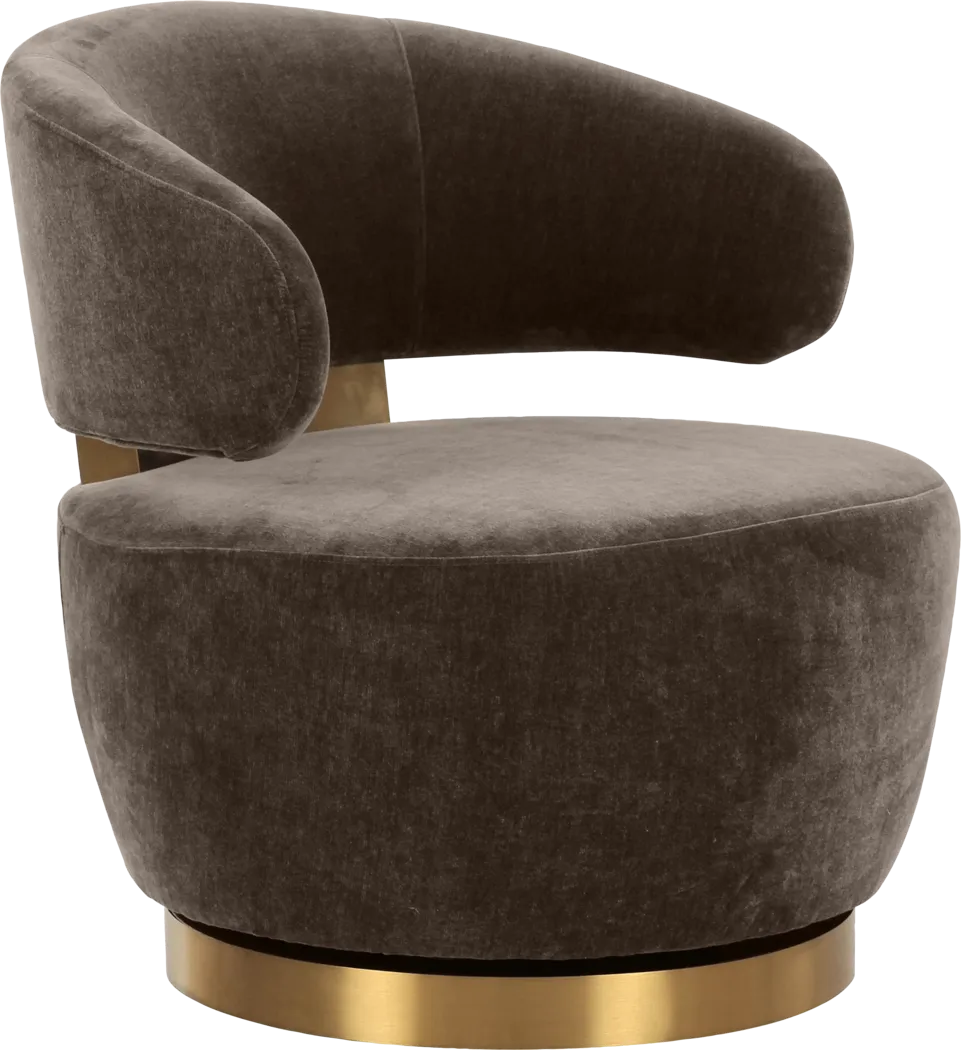Emmitsburg Dark Brown Swivel Accent Chair - Thumbnail - Image 1