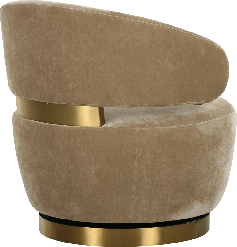 Russe Light Brown Swivel Accent Chair - Thumbnail - Image 3
