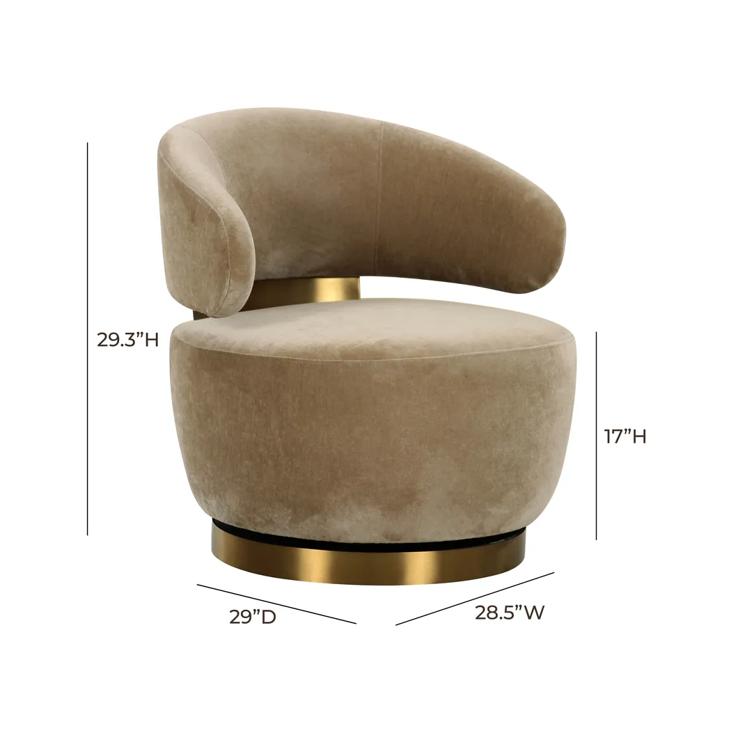 Russe Light Brown Swivel Accent Chair - Thumbnail - Image 5