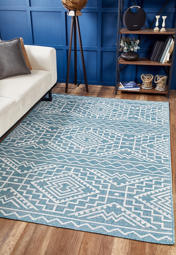 Emspool Aqua 7'10 x 10'10 Indoor/Outdoor Rug - Thumbnail - Image 3