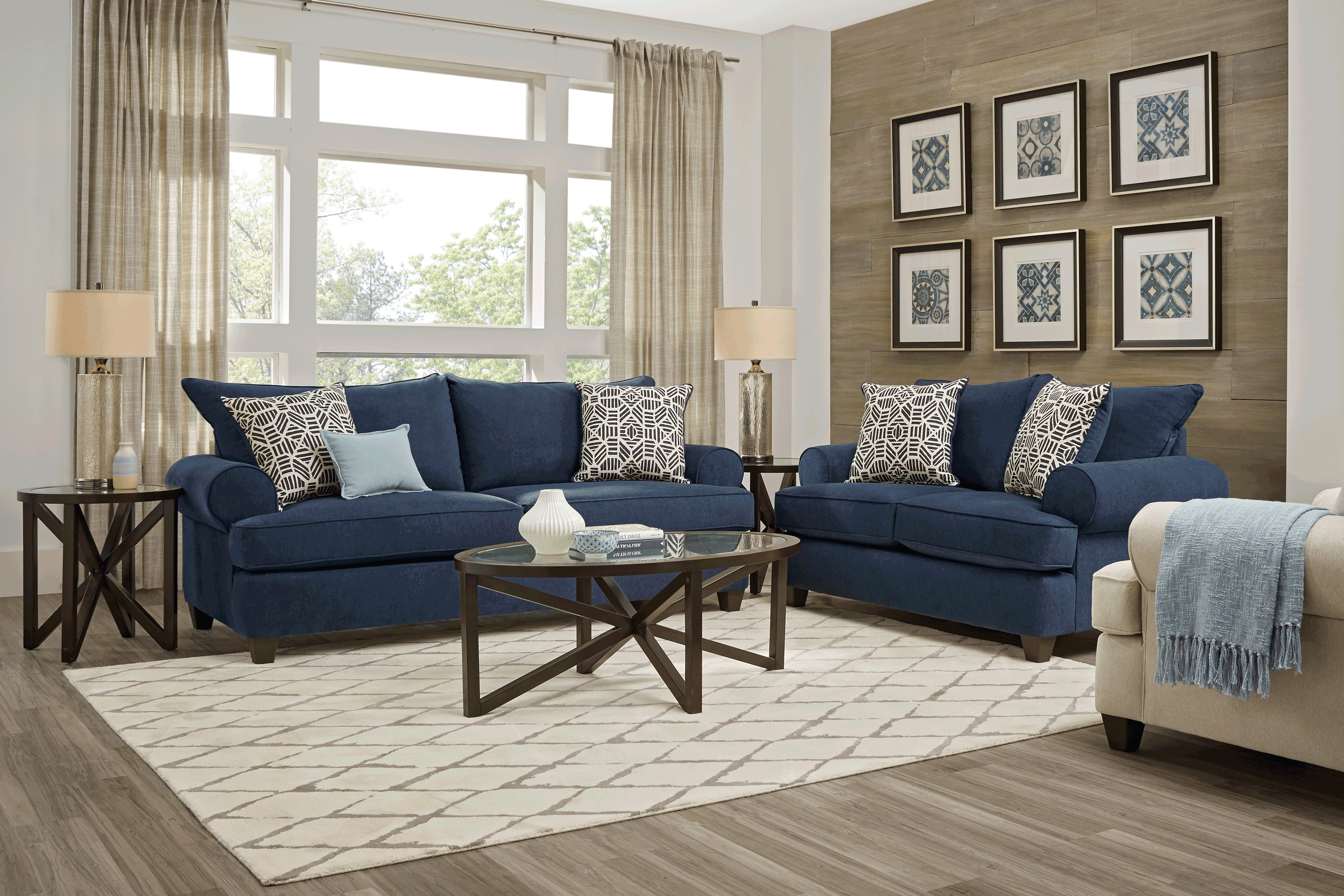 Emsworth Navy 2 Pc Living Room with Sleeper Sofa - Thumbnail - Image 1