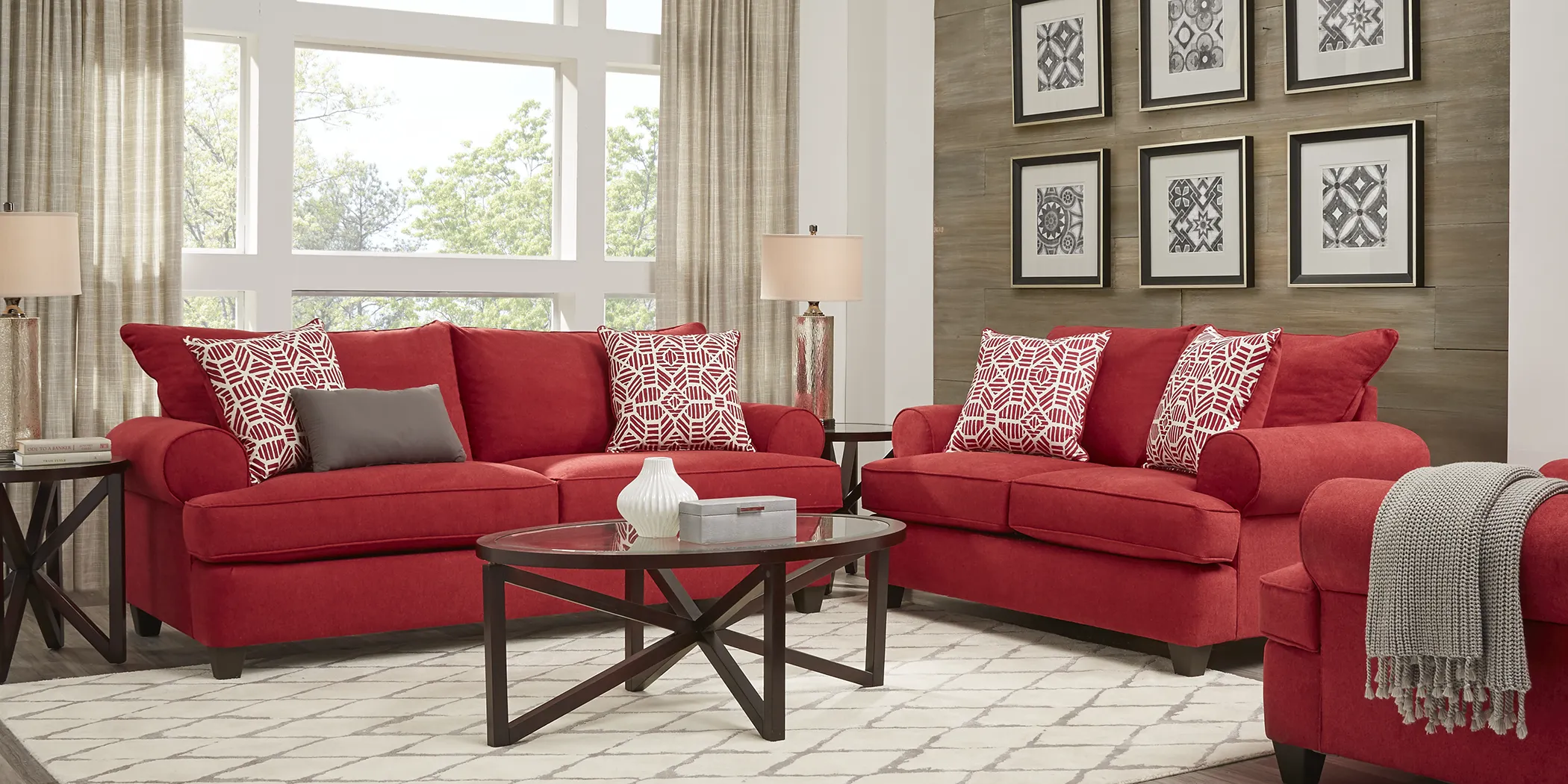 Emsworth Scarlet 3 Pc Living Room - Thumbnail - Image 1