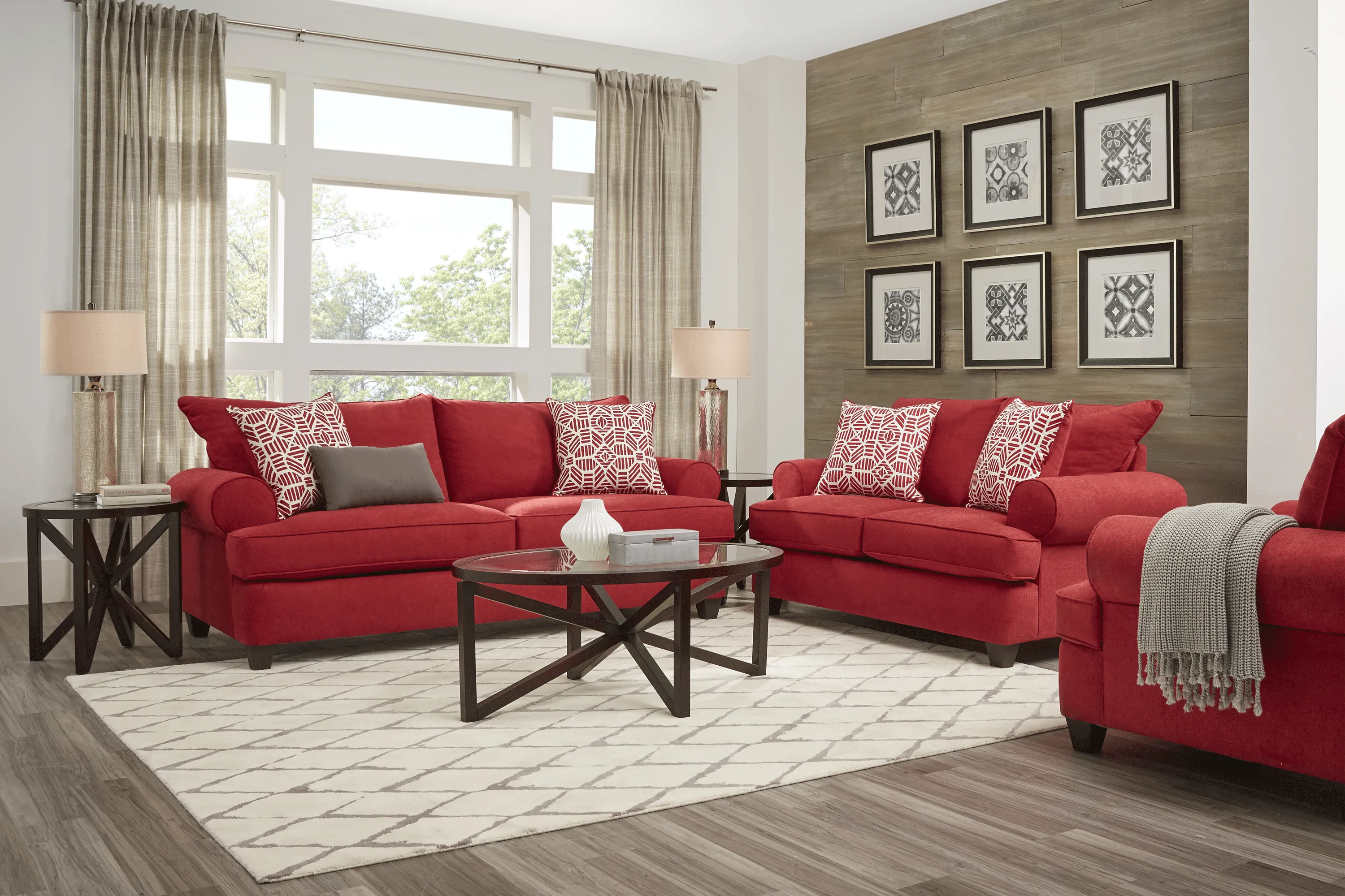 Emsworth Scarlet 5 Pc Living Room - Thumbnail - Image 1