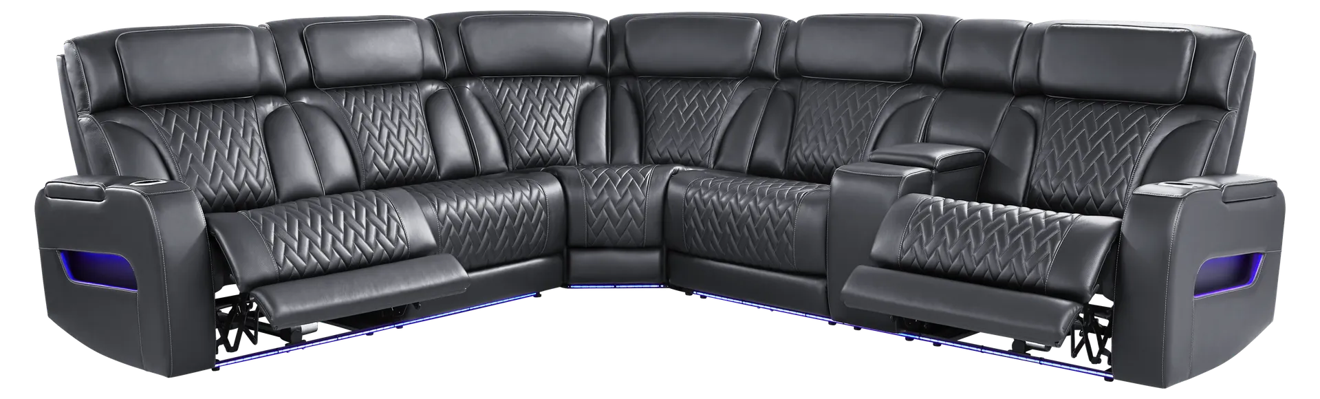 black 3 pc right console power sectional