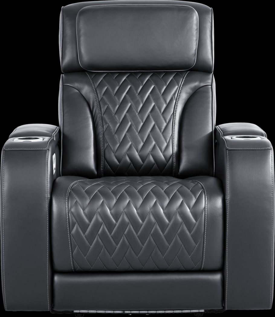Encore Black Leather Triple Power Recliner - Thumbnail - Image 2