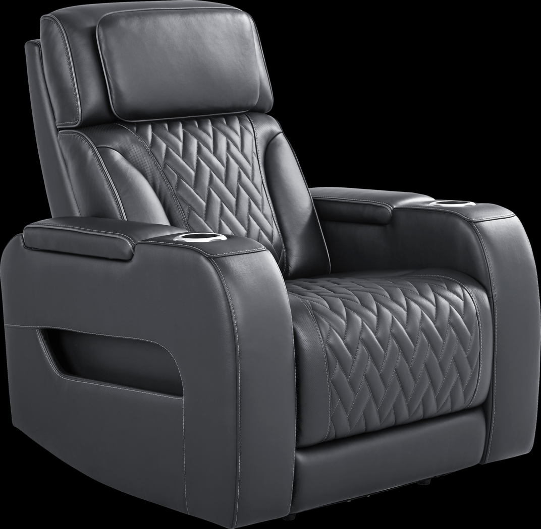 Encore Black Leather Triple Power Recliner - Thumbnail - Image 3