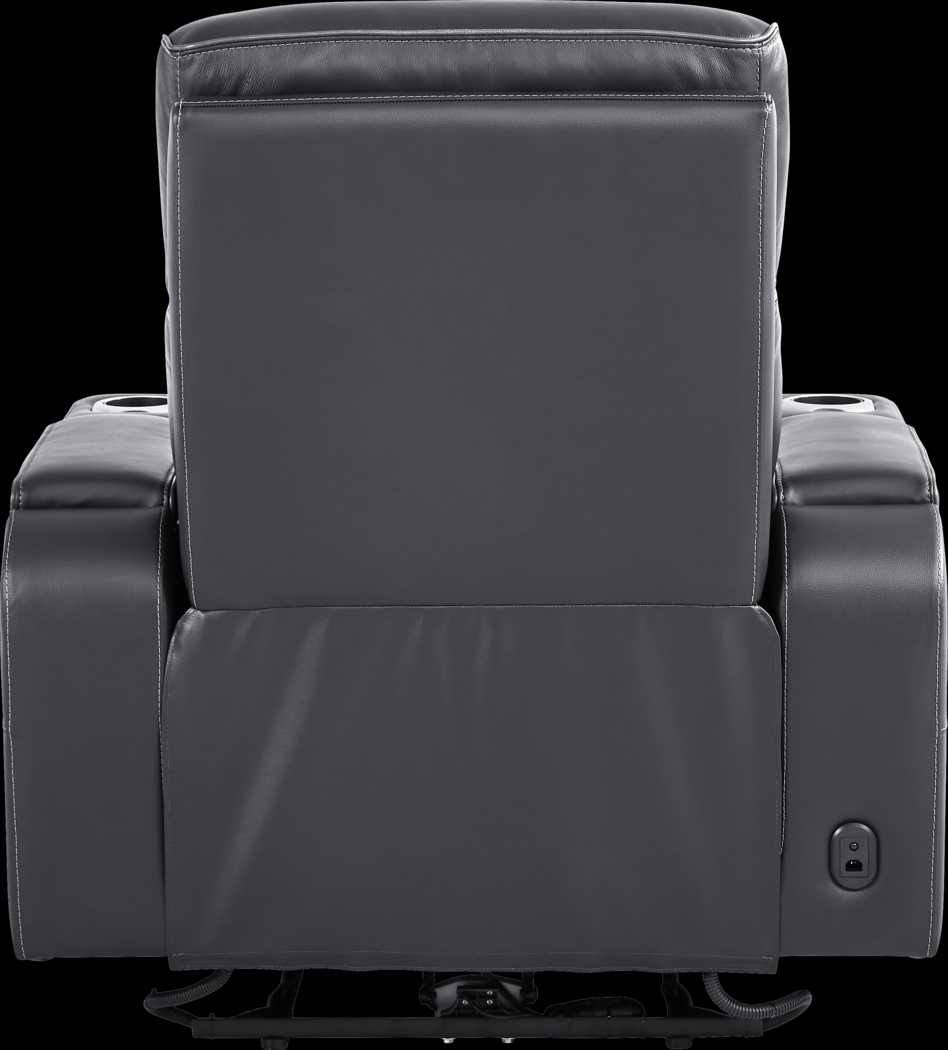 Encore Black Leather Triple Power Recliner - Thumbnail - Image 4