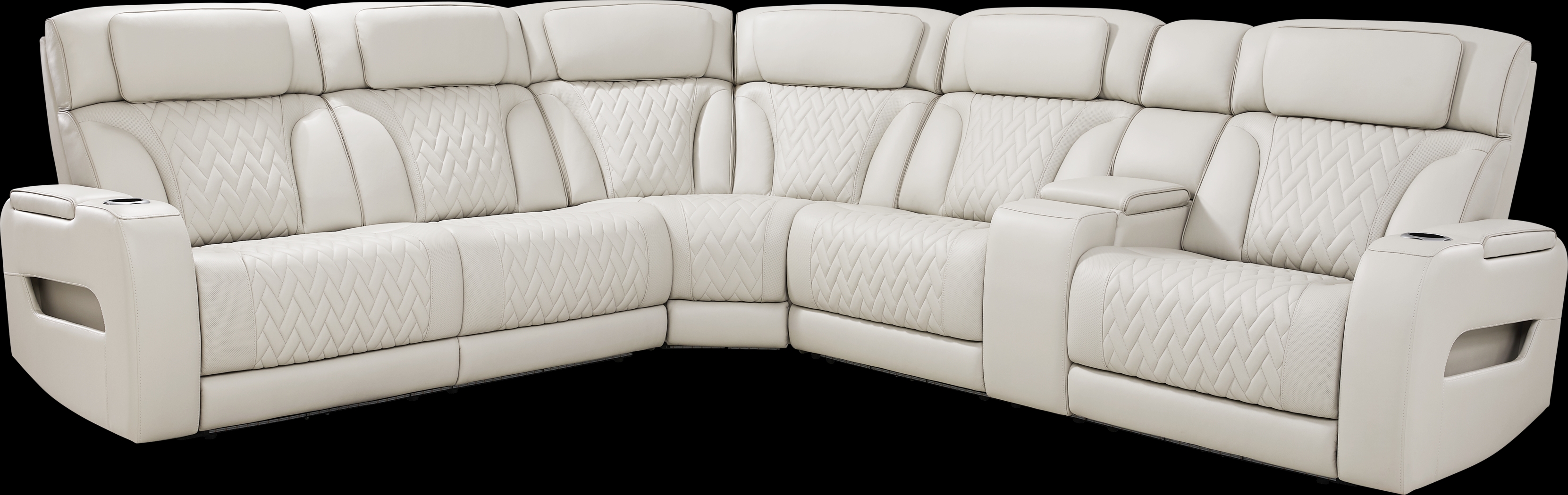 Encore Gray Leather 6 Pc Triple Power Reclining Sectional Living Room - Thumbnail - Image 3