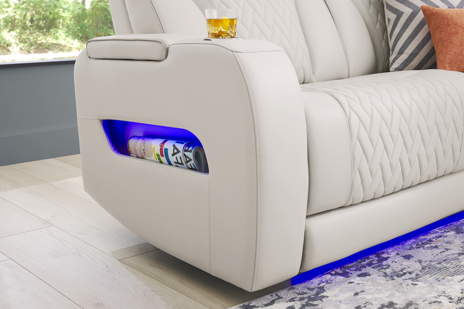 Encore Gray Leather 6 Pc Triple Power Reclining Sectional Living Room - Thumbnail - Image 5