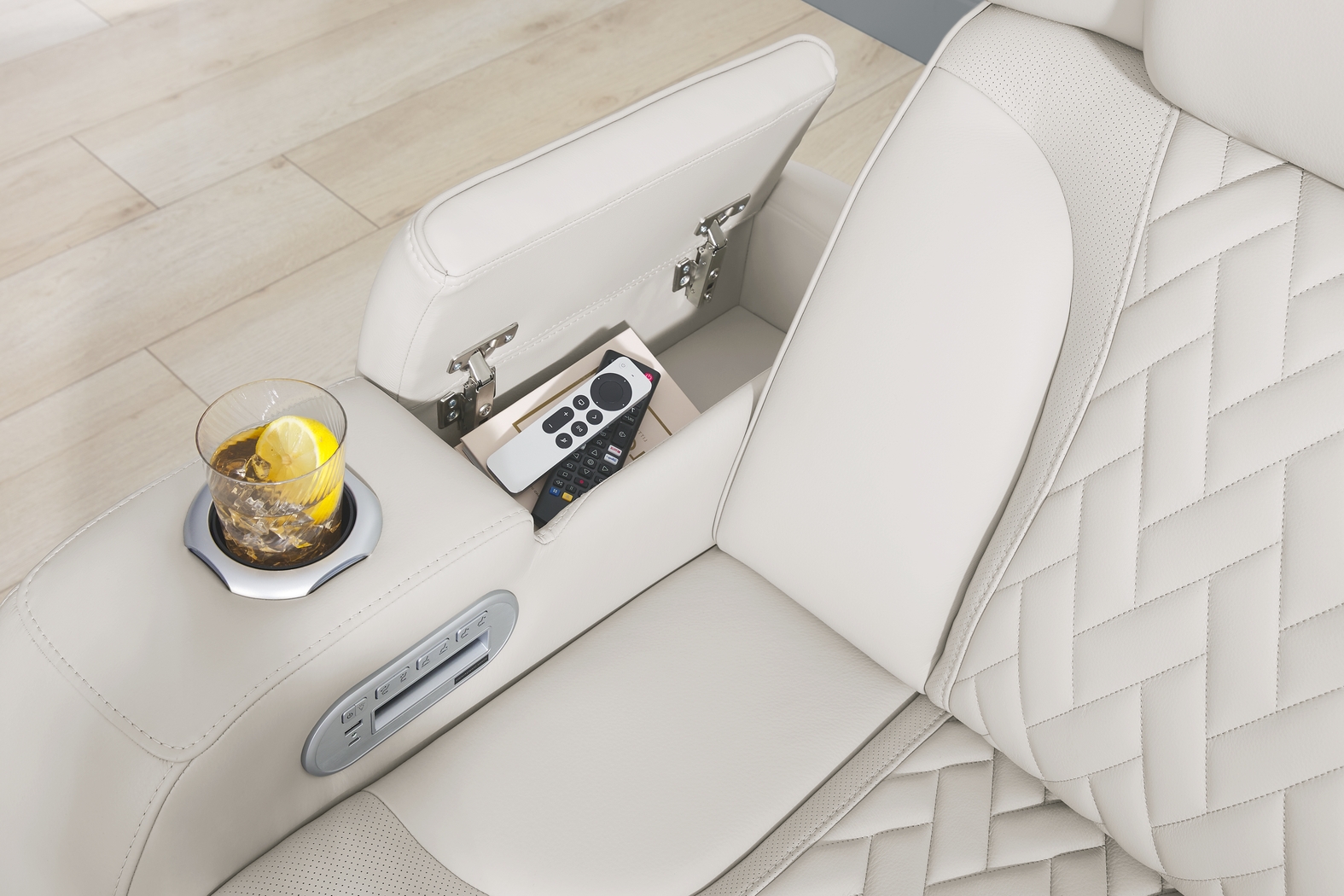 Encore Gray Leather 6 Pc Triple Power Reclining Sectional Living Room - Thumbnail - Image 8