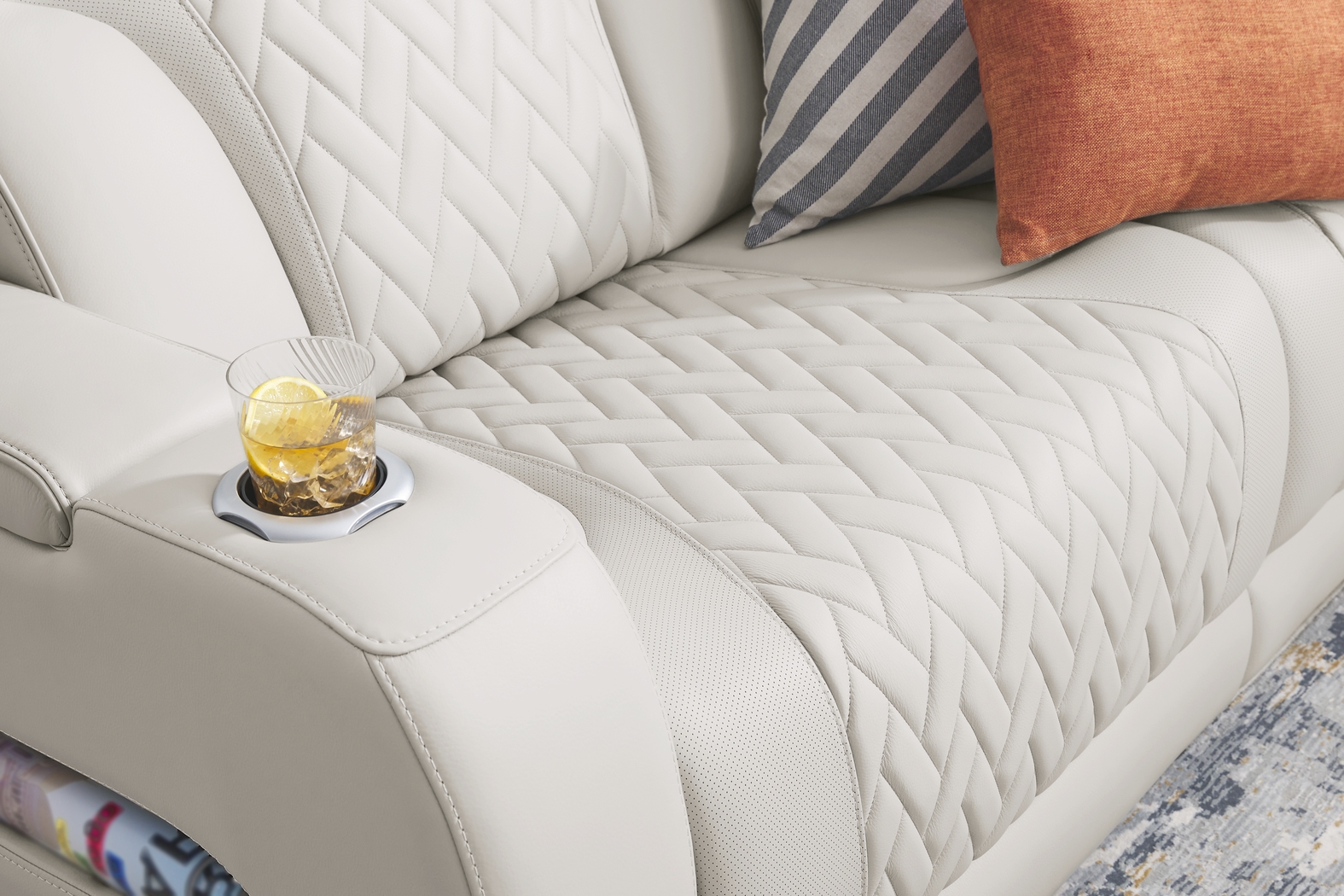 Encore Gray Leather 6 Pc Triple Power Reclining Sectional Living Room - Thumbnail - Image 9