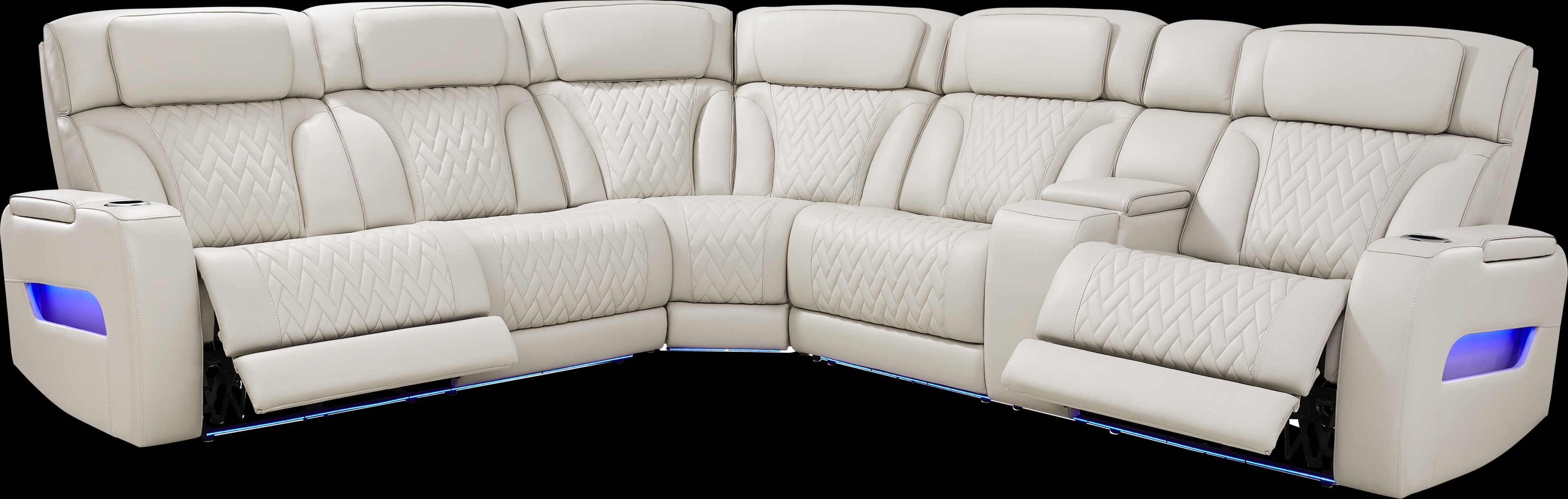 Encore Gray Leather 6 Pc Triple Power Reclining Sectional Living Room - Thumbnail - Image 2