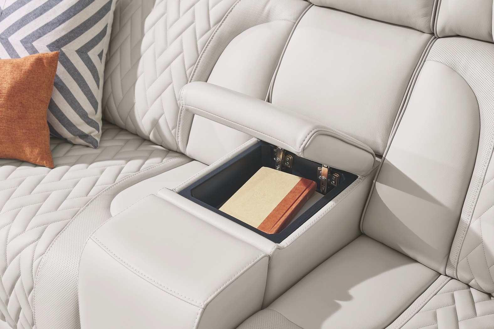 Encore Gray Leather 6 Pc Triple Power Reclining Sectional Living Room - Thumbnail - Image 7