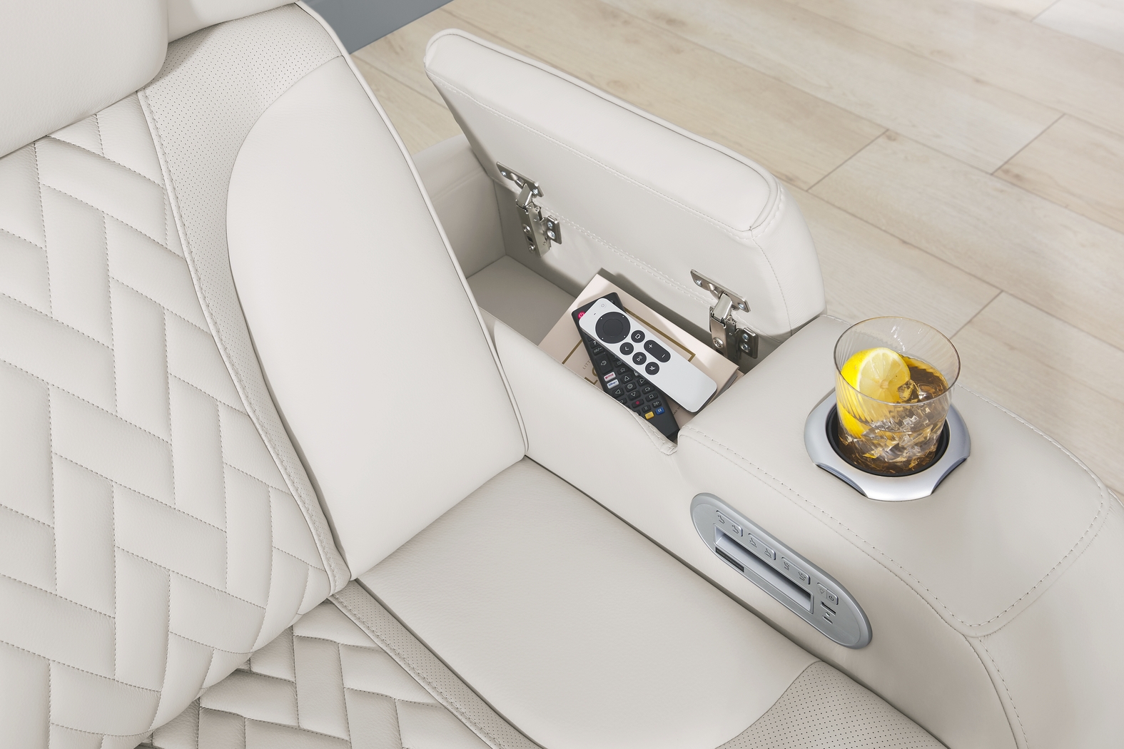 Encore Gray Leather 6 Pc Triple Power Reclining Sectional Living Room - Thumbnail - Image 8