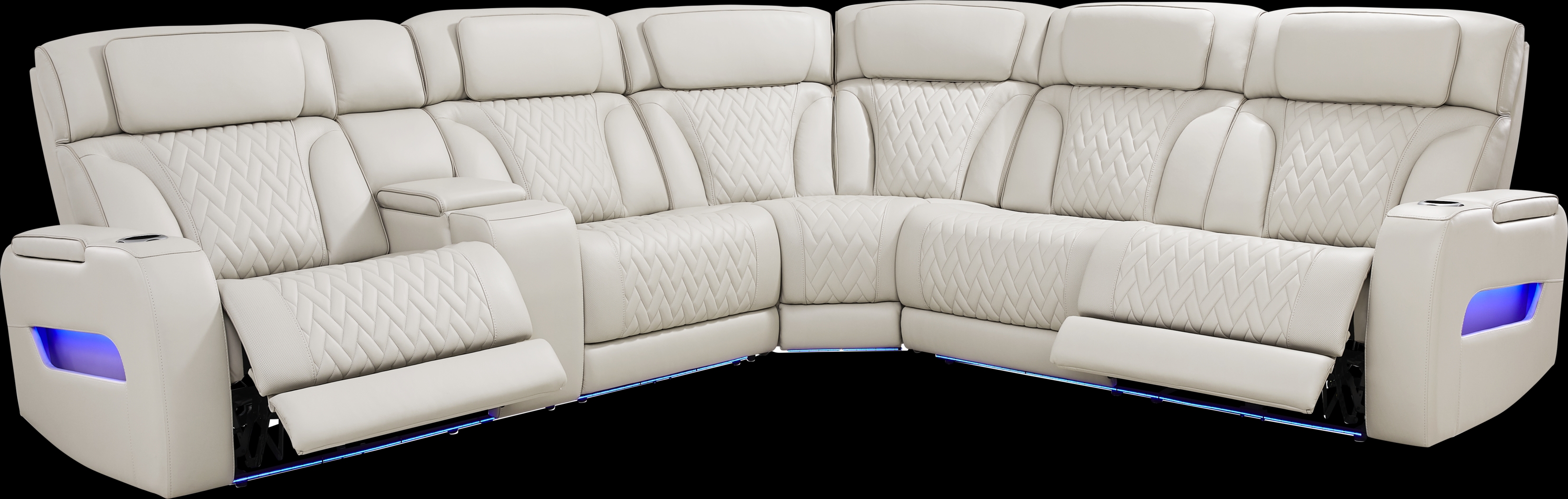 Encore Gray Leather 3 Pc Triple Power Reclining Sectional - Thumbnail - Image 1