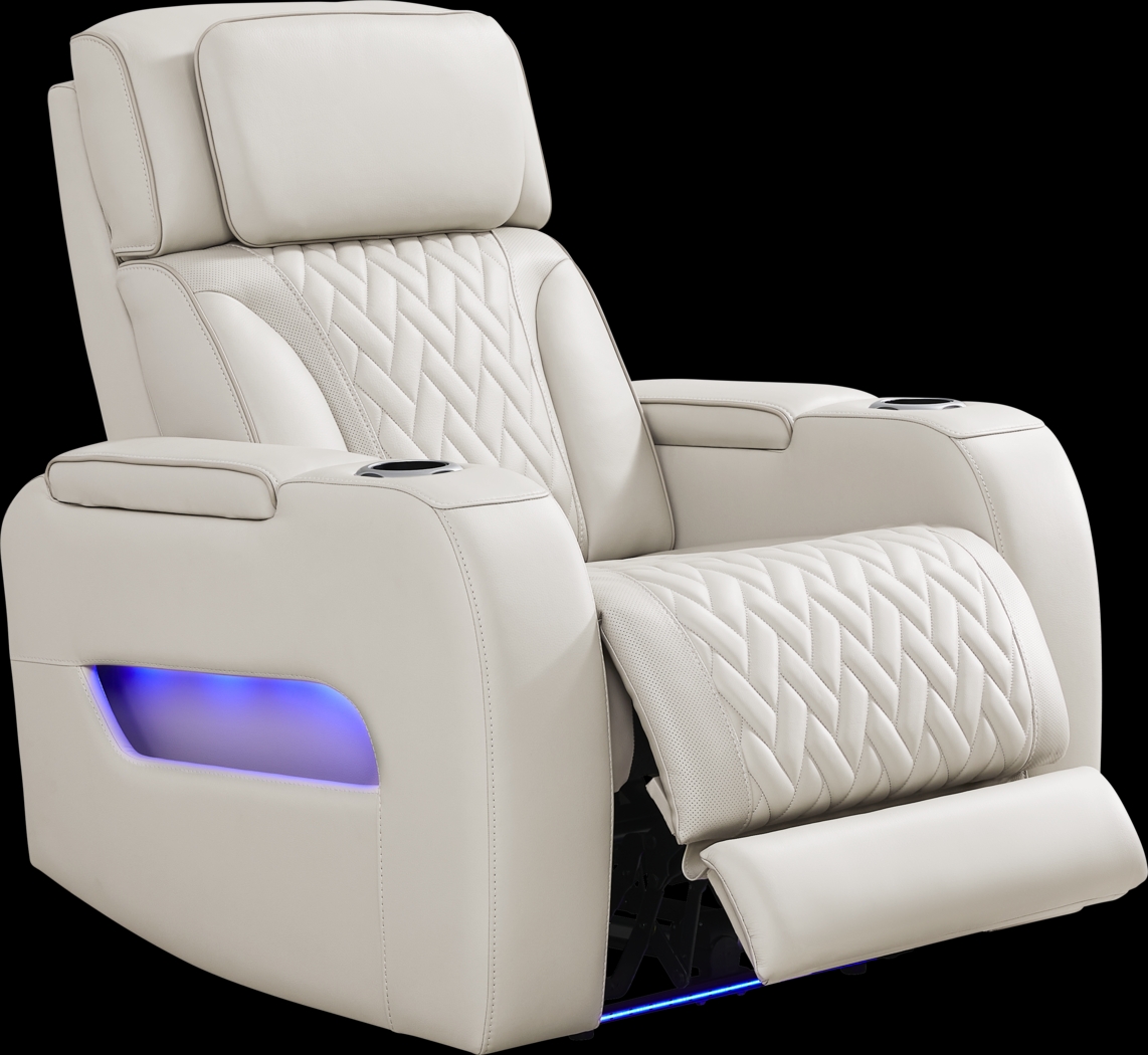 Encore Gray Leather Triple Power Recliner - Thumbnail - Image 1