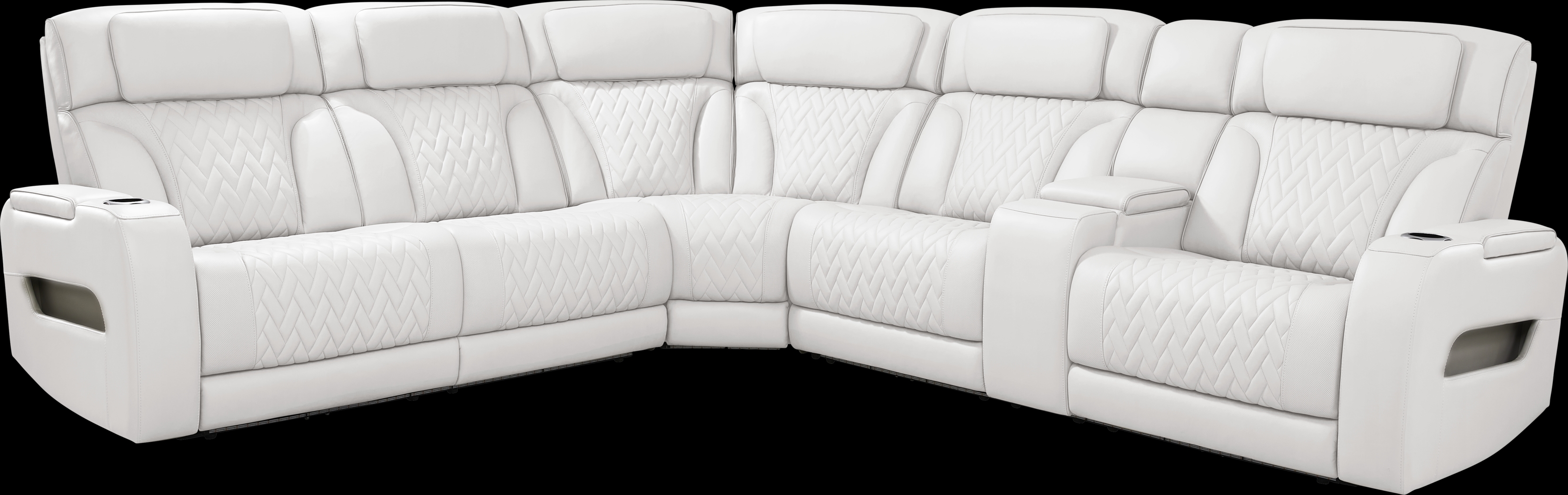 Encore White Leather 3 Pc Triple Power Reclining Sectional - Thumbnail - Image 3