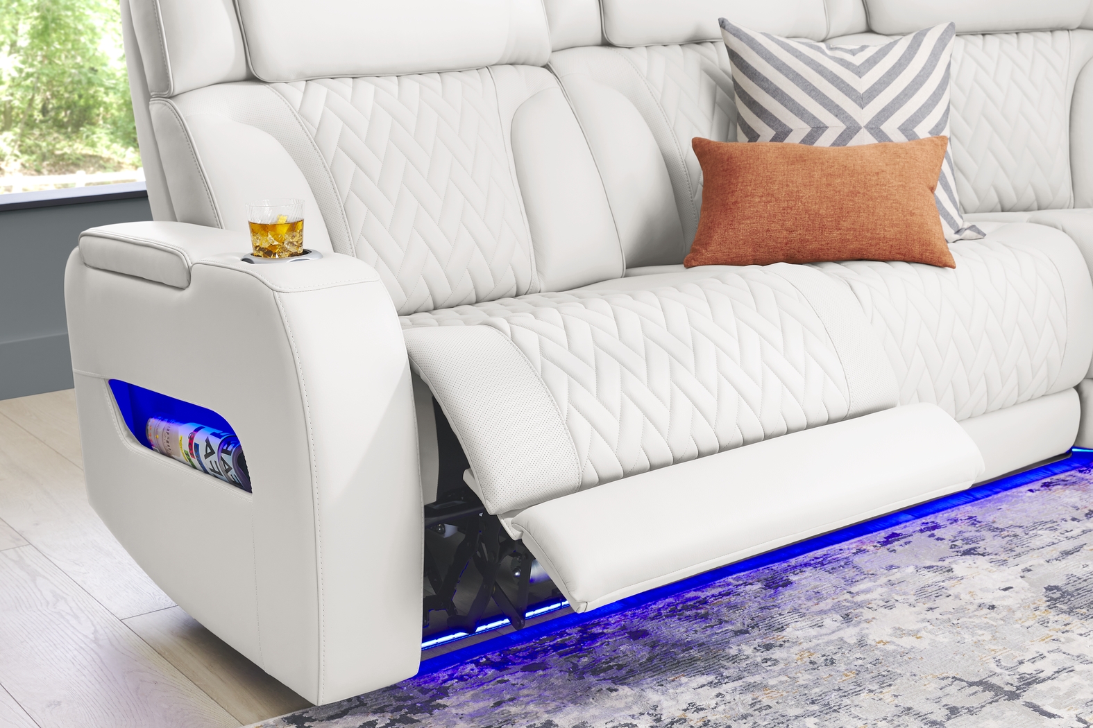 Encore White Leather 3 Pc Triple Power Reclining Sectional - Thumbnail - Image 4